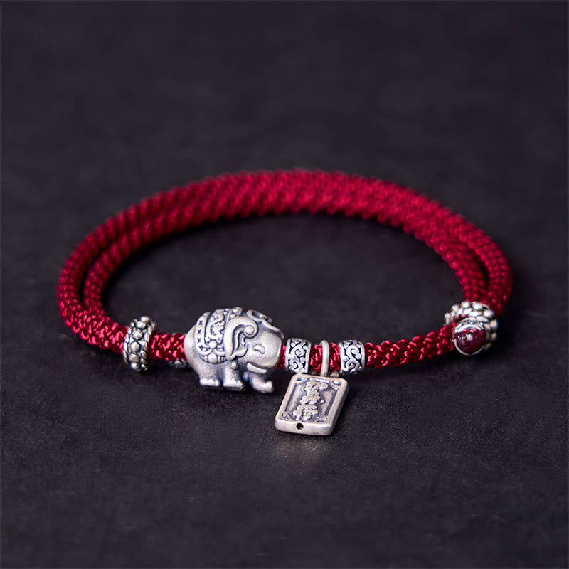 Buddha Stones925スターリングシルバー 象の安全と健康のお守り チャーム強さブレスレット