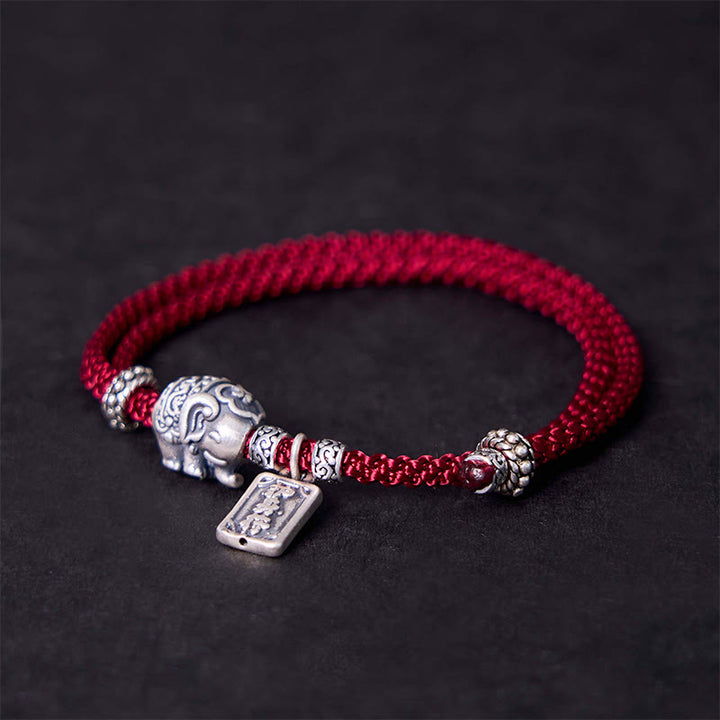 Buddha Stones925スターリングシルバー 象の安全と健康のお守り チャーム強さブレスレット