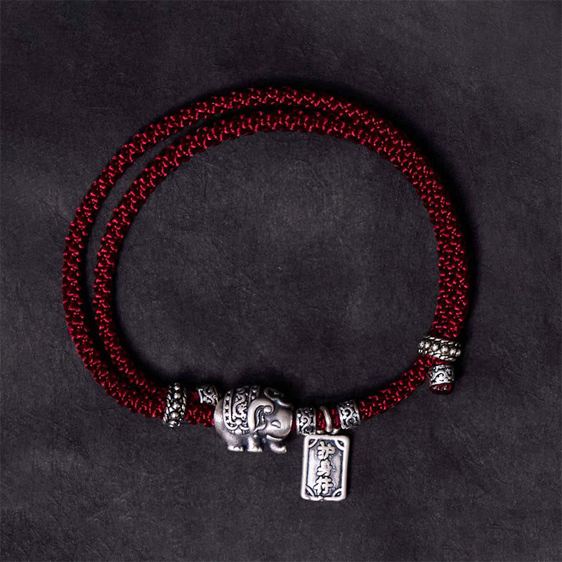 Buddha Stones925スターリングシルバー 象の安全と健康のお守り チャーム強さブレスレット