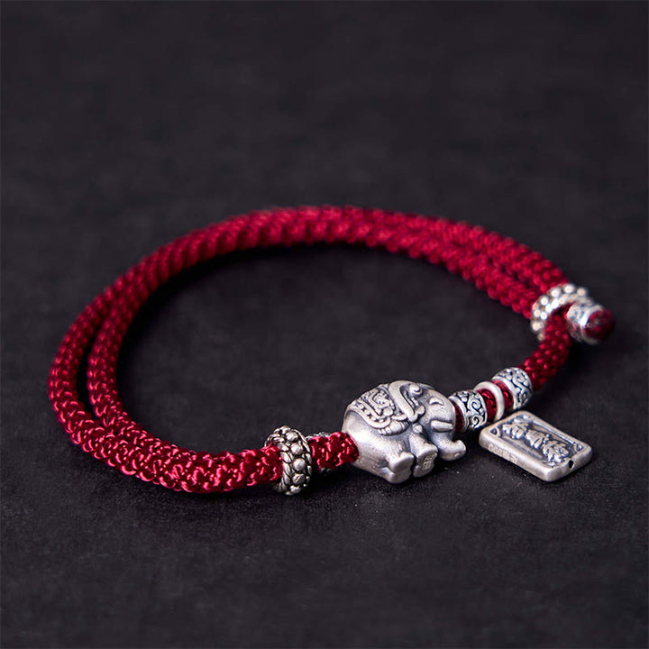 Buddha Stones925スターリングシルバー 象の安全と健康のお守り チャーム強さブレスレット