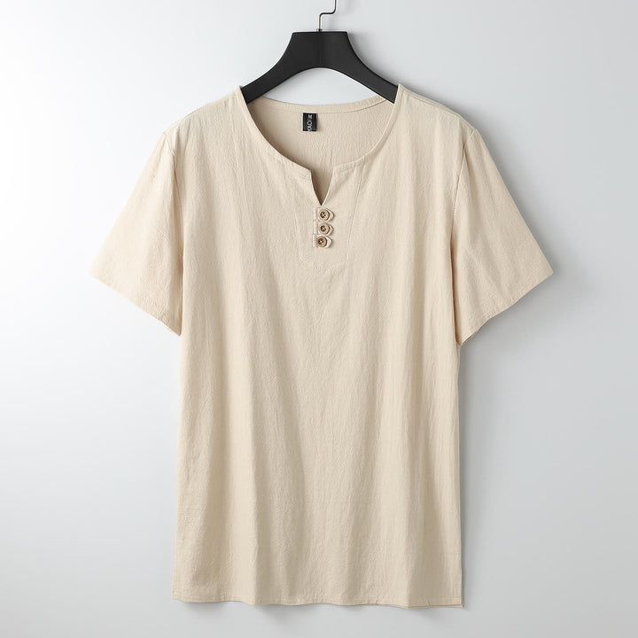 Buddha Stonesメンズ Tシャツ 無地 トップス 半袖 三つボタン Vカラー ソフトコットンシャツ - モカシン - US/UK/AU54、 EU64 (9XL) - image 13
