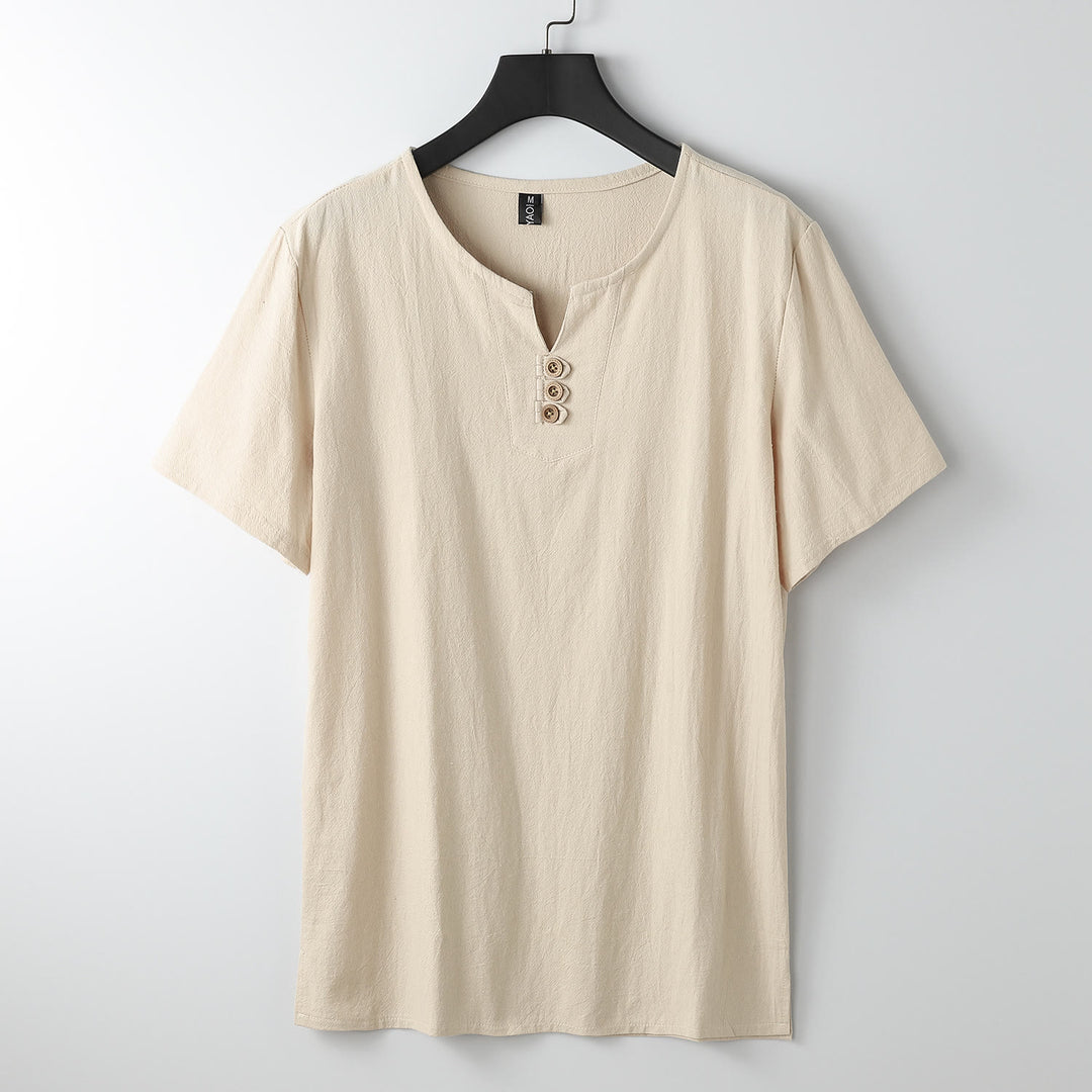 Buddha Stonesメンズ Tシャツ 無地 トップス 半袖 三つボタン Vカラー ソフトコットンシャツ - モカシン - US/UK/AU54、 EU64 (9XL) - image 12