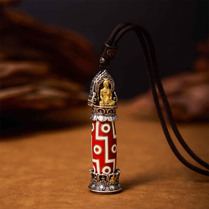 Buddha Stonesチベット薬師如来 九眼天珠 守護ネックレスペンダント