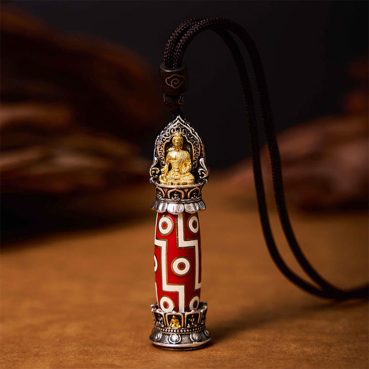 Buddha Stonesチベット薬師如来 九眼天珠 守護ネックレスペンダント