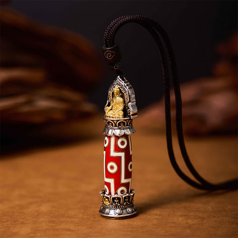 Buddha Stonesチベット薬師如来 九眼天珠 守護ネックレスペンダント