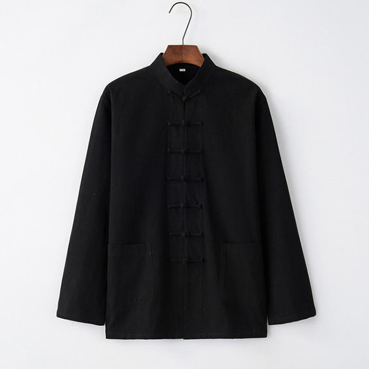 Buddha Stones唐蛙ボタン長袖シャツ コットン メンズ服 - 黒 - US/UK/AU44、 EU54 (4XL) - image 2