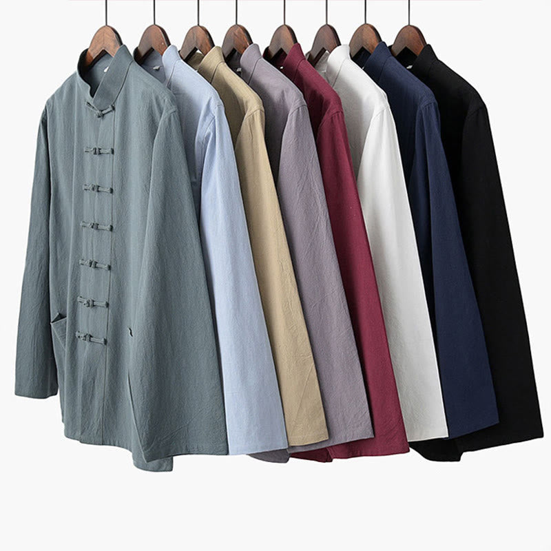 Buddha Stones唐蛙ボタン長袖シャツ コットン メンズ服 - image 13