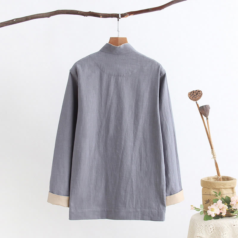 Buddha Stones唐蛙ボタン長袖シャツ コットンリネン メンズ服 - image 9