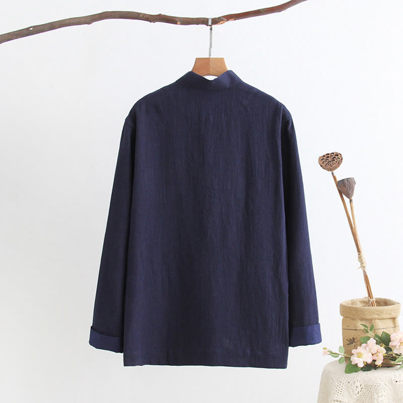 Buddha Stones唐蛙ボタン長袖シャツ コットンリネン メンズ服 - image 12