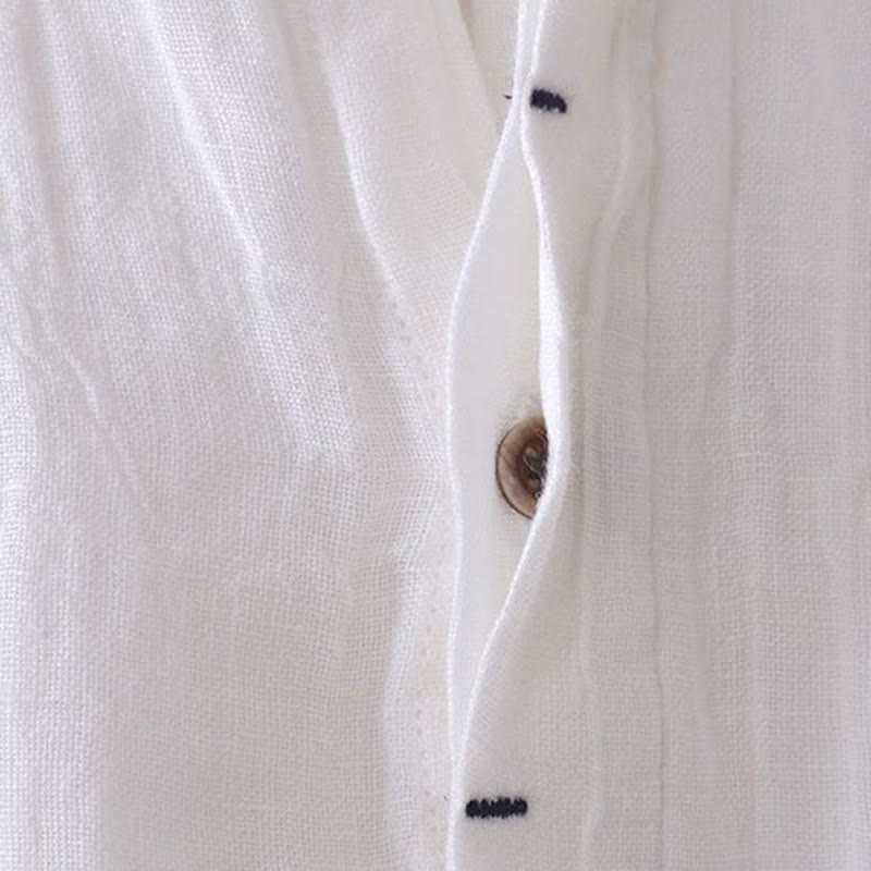 Buddha Stones メンズ 綿麻シャツ 無地 半袖 開襟 涼しい 夏服 カジュアル - image 10