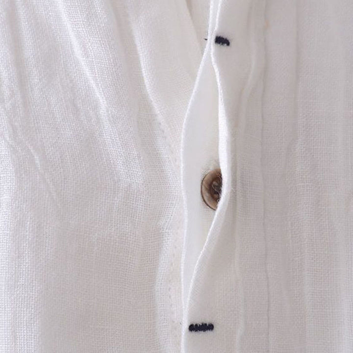 Buddha Stones メンズ 綿麻シャツ 無地 半袖 開襟 涼しい 夏服 カジュアル - image 10