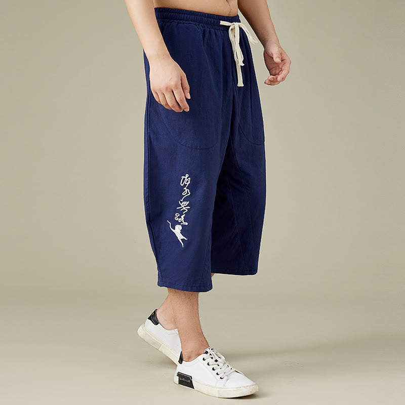 Buddha Stonesカジュアル 無地 メンズ ストレートレッグ ショートパンツ ポケット付き レジャー コットン メンズ パンツ - image 13