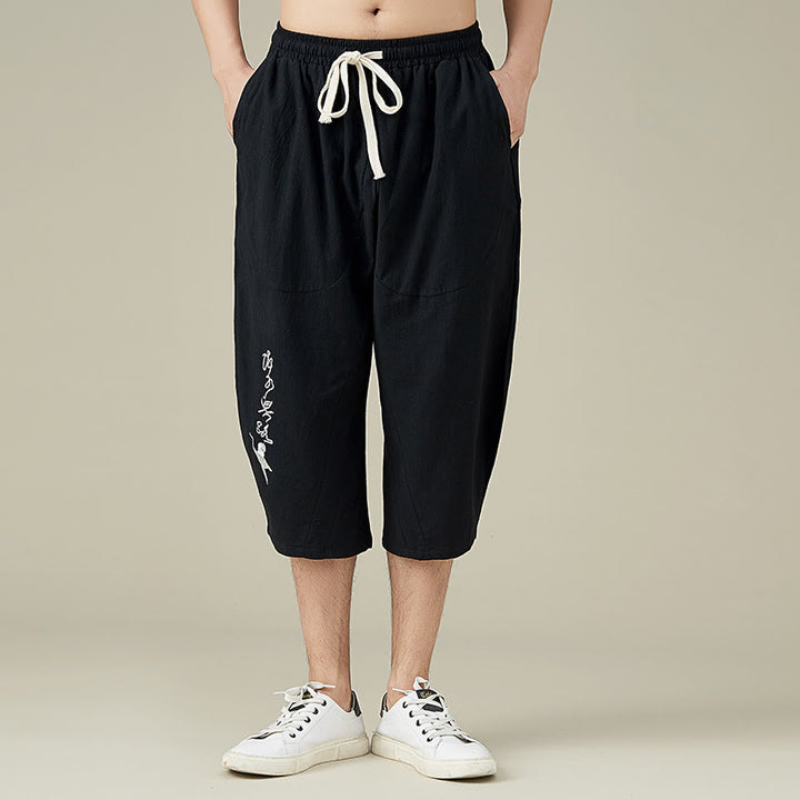 Buddha Stonesカジュアル 無地 レジャー コットン メンズ テーパードパンツ ポケット付き - 黒 - US/UK/AU54、 EU64 (9XL) - image 5