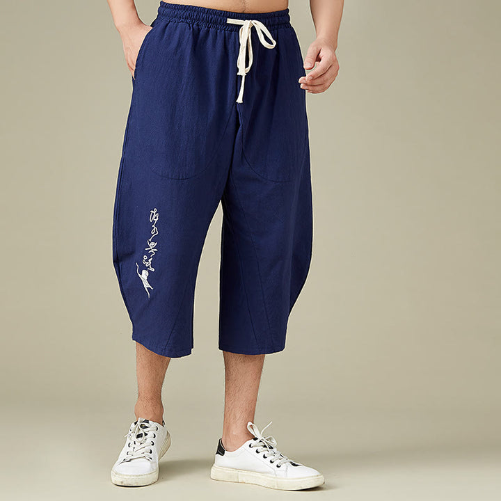 Buddha Stonesカジュアル 無地 メンズ ストレートレッグ ショートパンツ ポケット付き レジャー コットン メンズ パンツ - image 12
