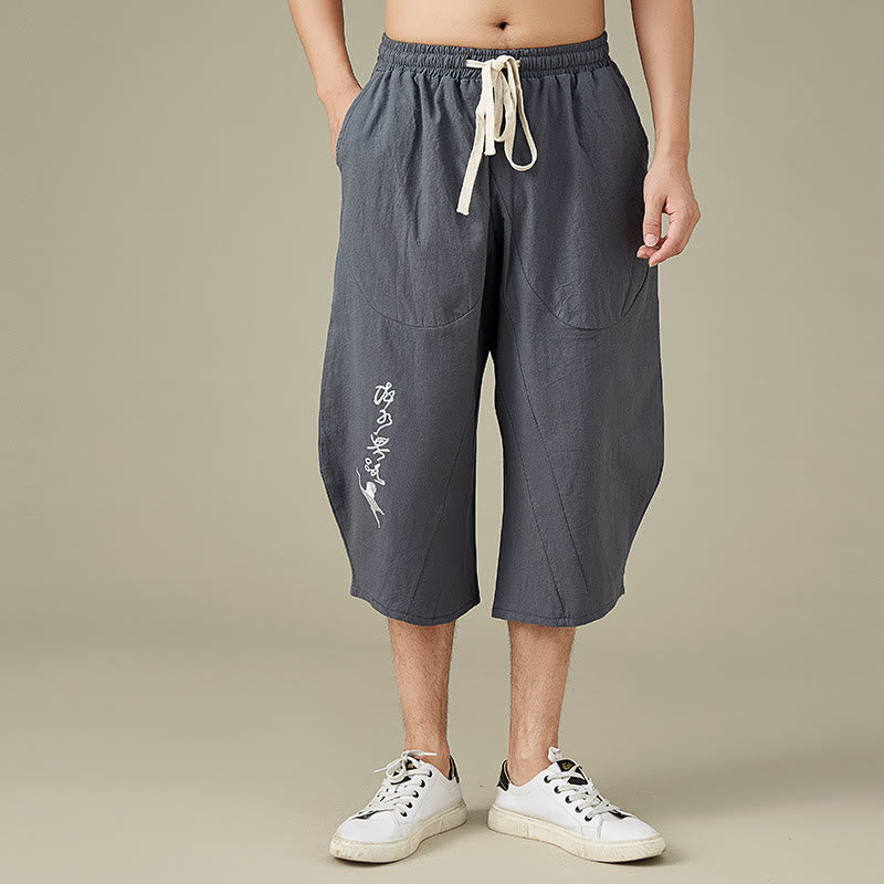 Buddha Stonesカジュアル 無地 メンズ ストレートレッグ ショートパンツ ポケット付き レジャー コットン メンズ パンツ - グレー - US/UK/AU54、 EU64 (9XL) - image 3