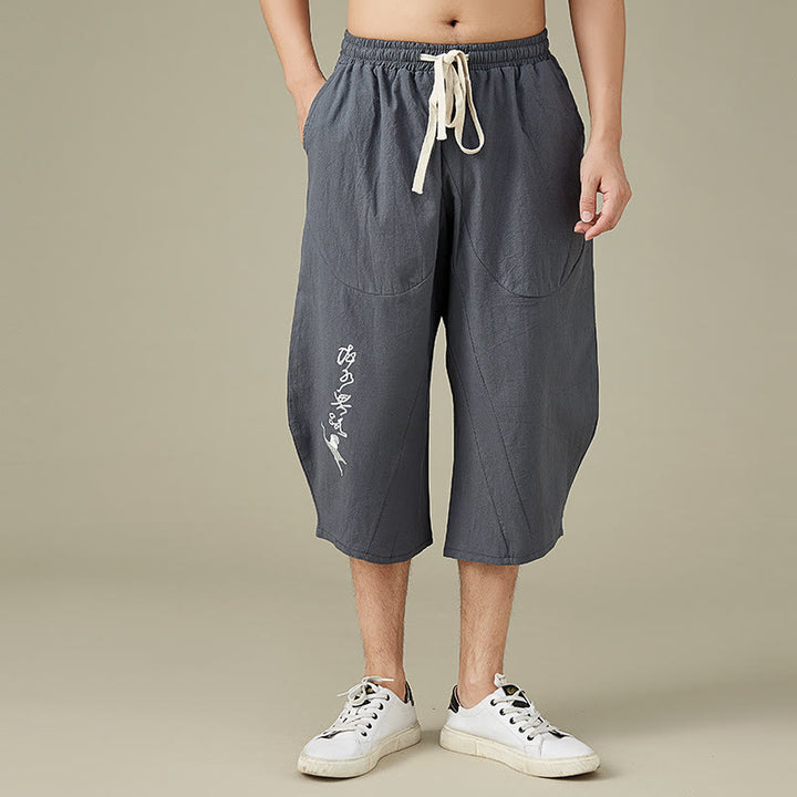 Buddha Stonesカジュアル 無地 メンズ ストレートレッグ ショートパンツ ポケット付き レジャー コットン メンズ パンツ - グレー - US/UK/AU54、 EU64 (9XL) - image 3