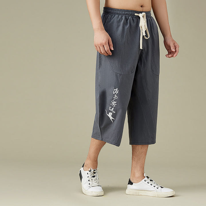 Buddha Stonesカジュアル 無地 メンズ ストレートレッグ ショートパンツ ポケット付き レジャー コットン メンズ パンツ - image 4