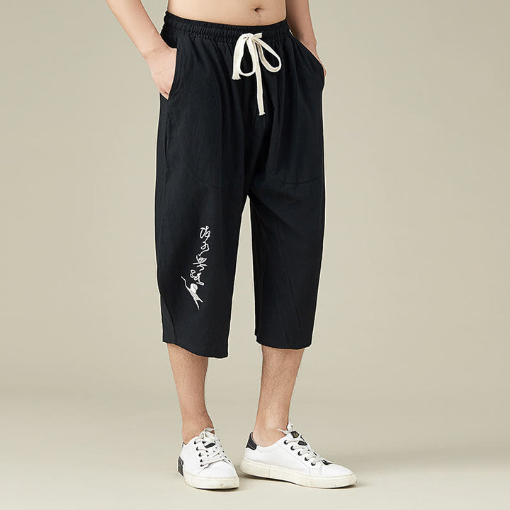 Buddha Stonesカジュアル 無地 メンズ ストレートレッグ ショートパンツ ポケット付き レジャー コットン メンズ パンツ - image 7