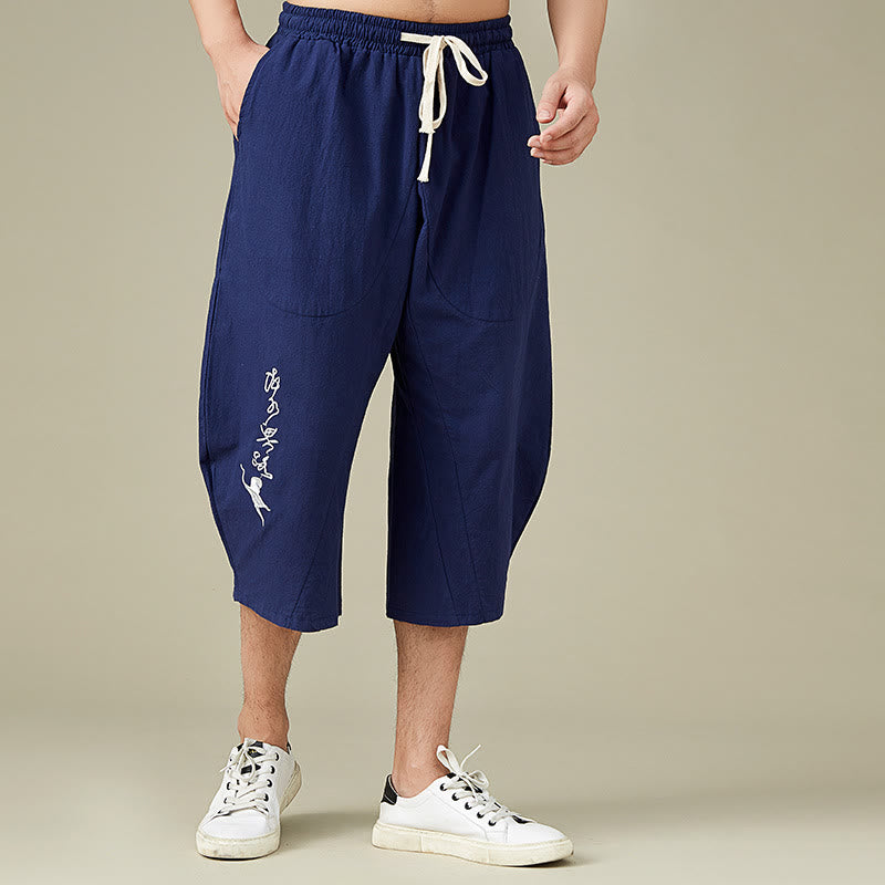 Buddha Stonesカジュアル 無地 メンズ ストレートレッグ ショートパンツ ポケット付き レジャー コットン メンズ パンツ - image 12