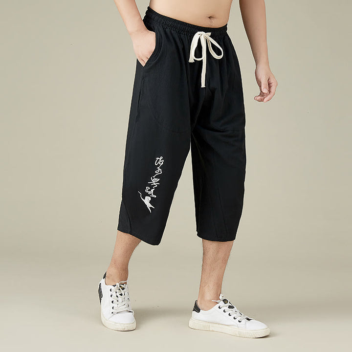 Buddha Stonesカジュアル 無地 メンズ ストレートレッグ ショートパンツ ポケット付き レジャー コットン メンズ パンツ - image 6