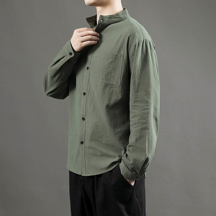 Buddha Stonesメンズ長袖シャツ（ポケット付き、スタンドカラー、快適シャツ） - image 5