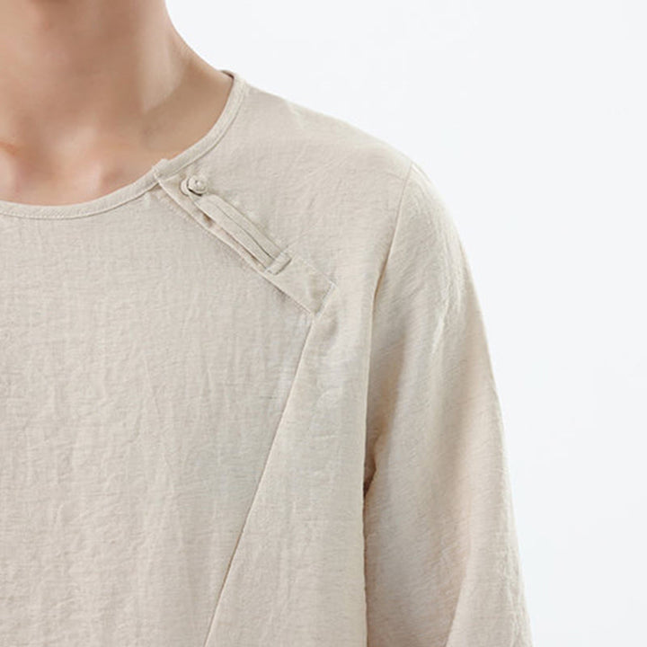 Buddha Stonesメンズ 長袖 ラウンドカラー コンフォート コットンリネン シャツ - image 23