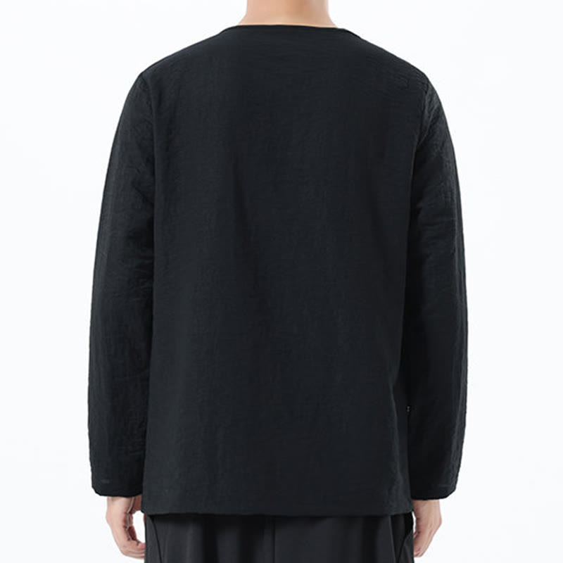 Buddha Stonesメンズ 長袖 ラウンドカラー コンフォート コットンリネン シャツ - image 28