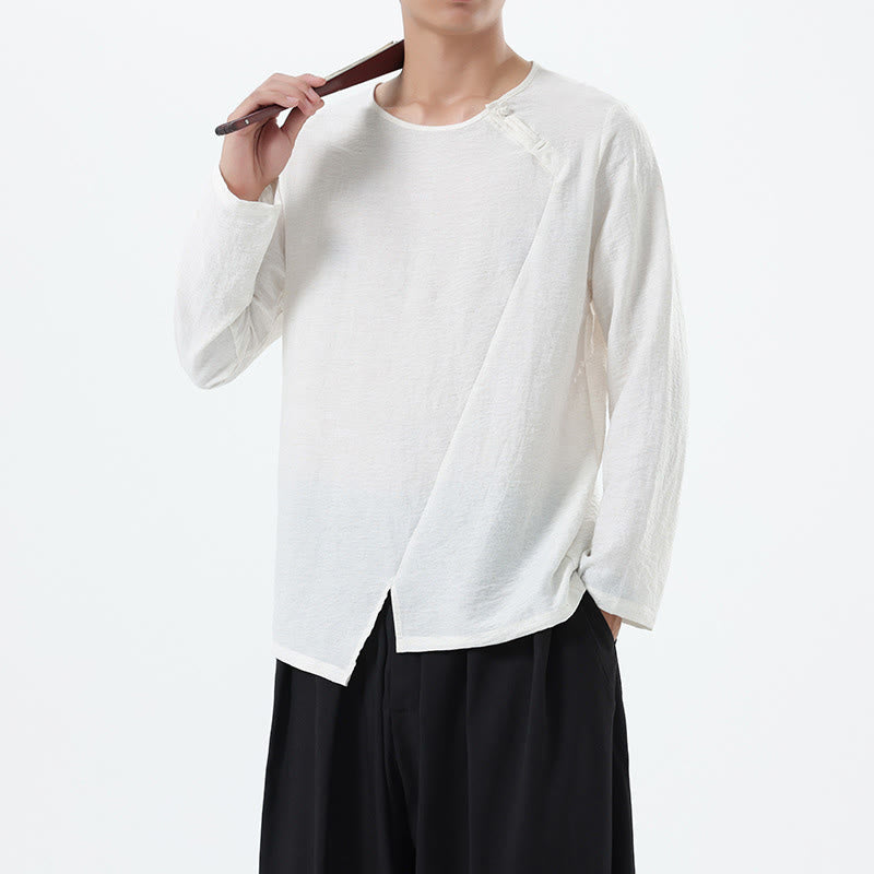 Buddha Stonesメンズ 長袖 ラウンドカラー コンフォート コットンリネン シャツ - image 12