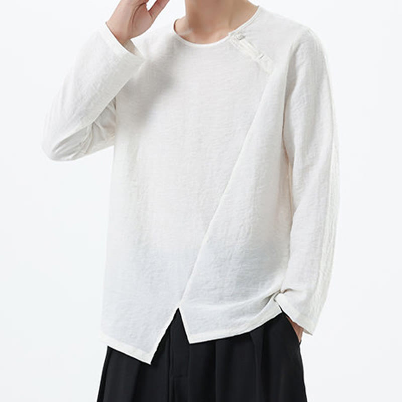 Buddha Stonesメンズ 長袖 ラウンドカラー コンフォート コットンリネン シャツ - image 13