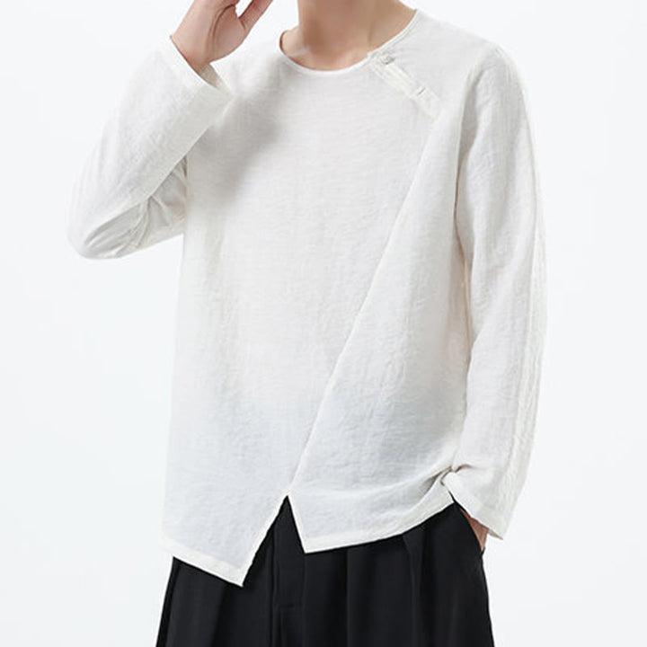 Buddha Stonesメンズ 長袖 ラウンドカラー コンフォート コットンリネン シャツ - image 13