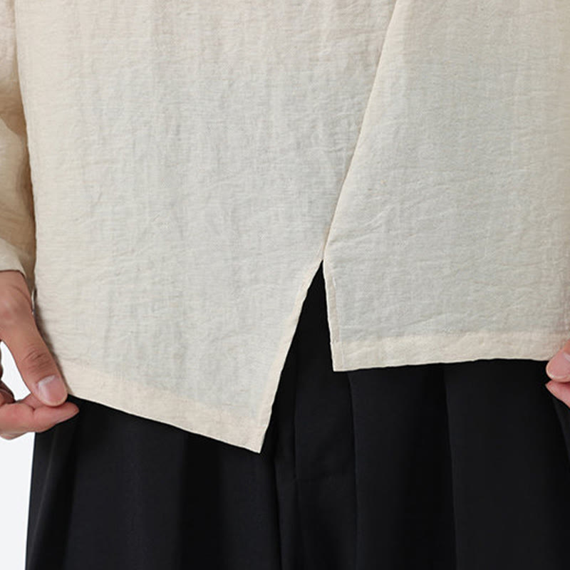 Buddha Stonesメンズ 長袖 ラウンドカラー コンフォート コットンリネン シャツ - image 24