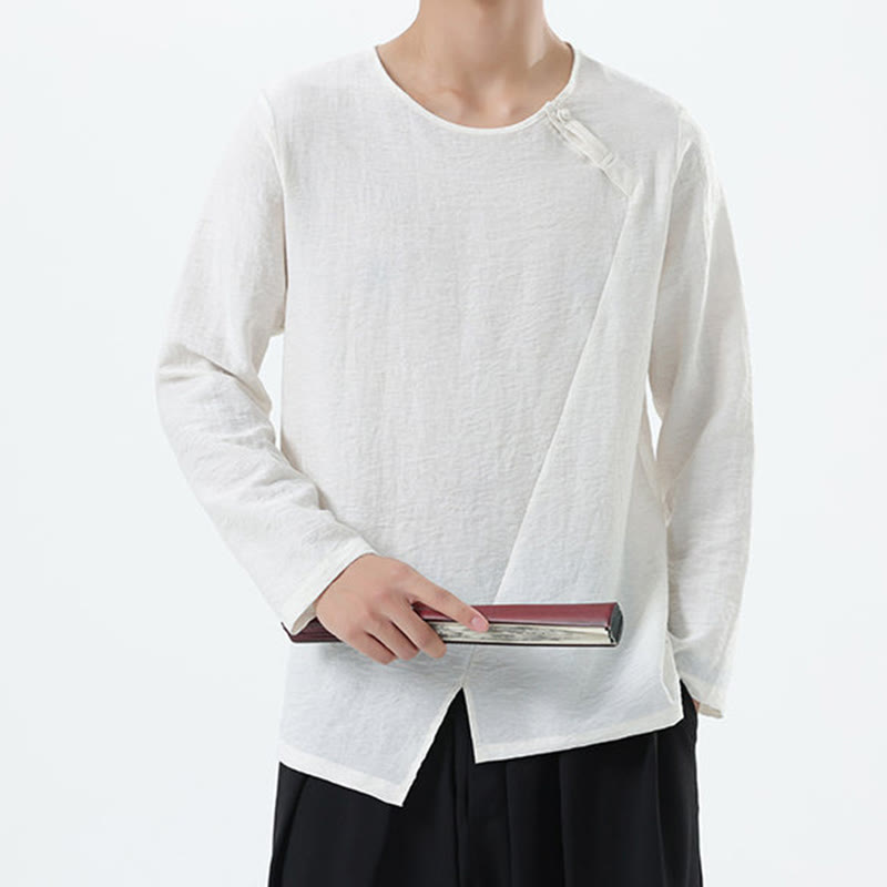 Buddha Stonesメンズ 長袖 ラウンドカラー コンフォート コットンリネン シャツ - image 9