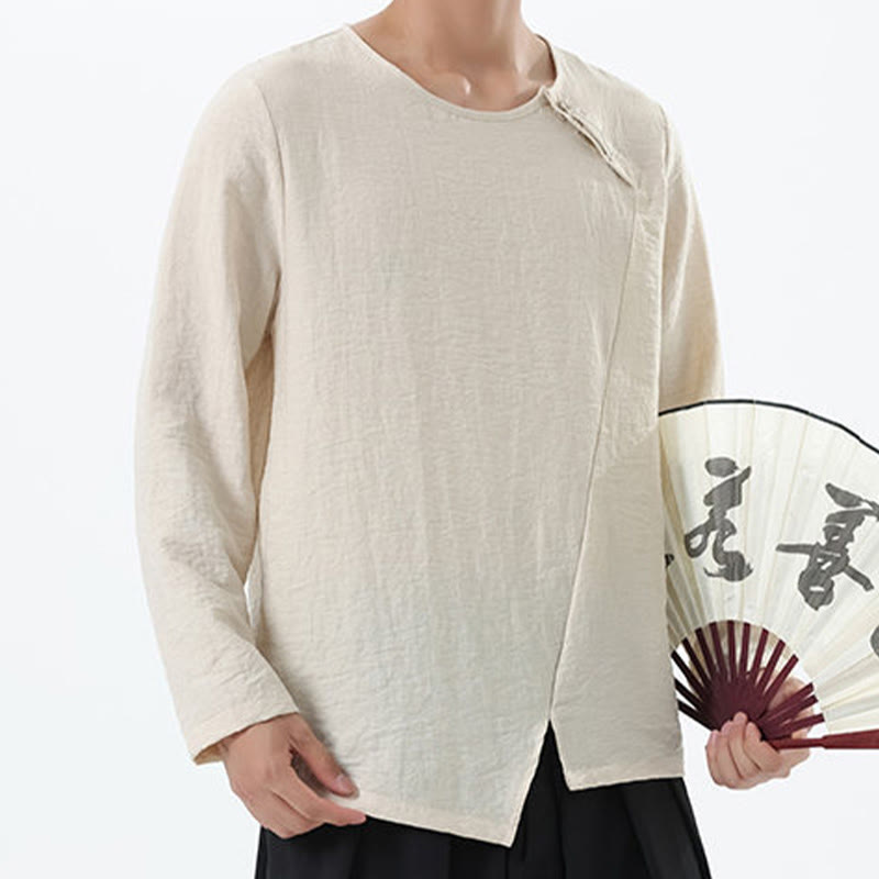 Buddha Stonesメンズ 長袖 ラウンドカラー コンフォート コットンリネン シャツ - image 21