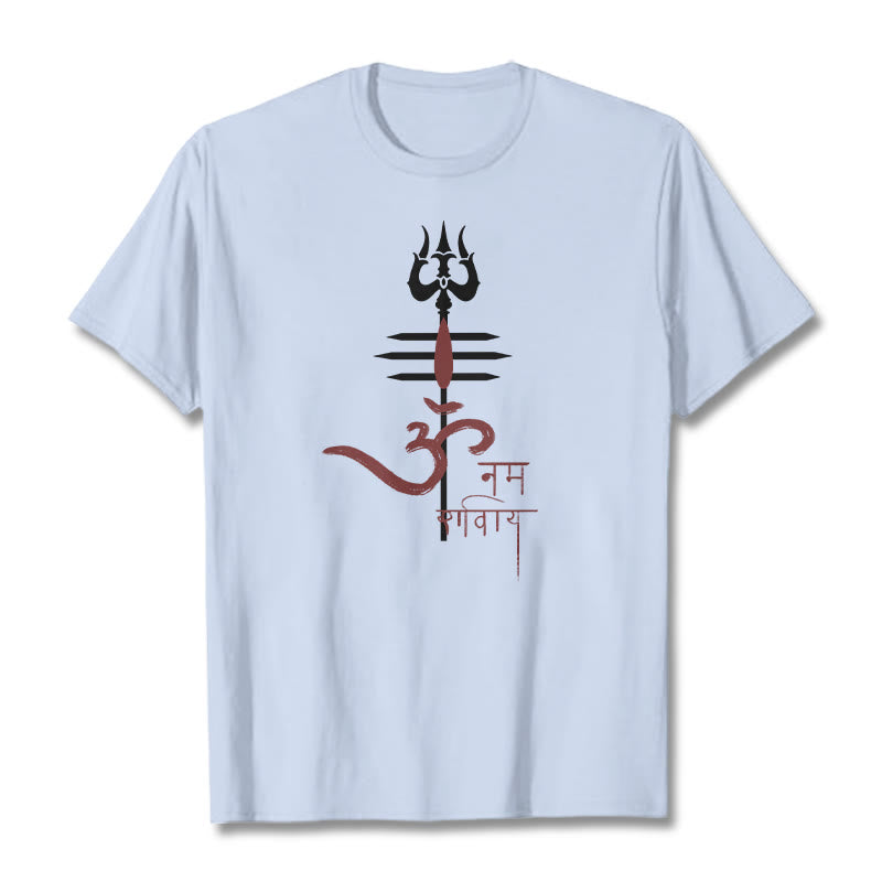Buddha Stones OM NAMAH SHIVAYA トライデント コットン ティー Tシャツ - ライトシアン - 2XL - image 6