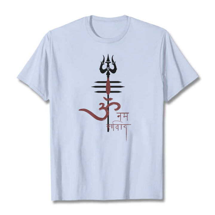 Buddha Stones OM NAMAH SHIVAYA トライデント コットン ティー Tシャツ - ライトシアン - 2XL - image 6