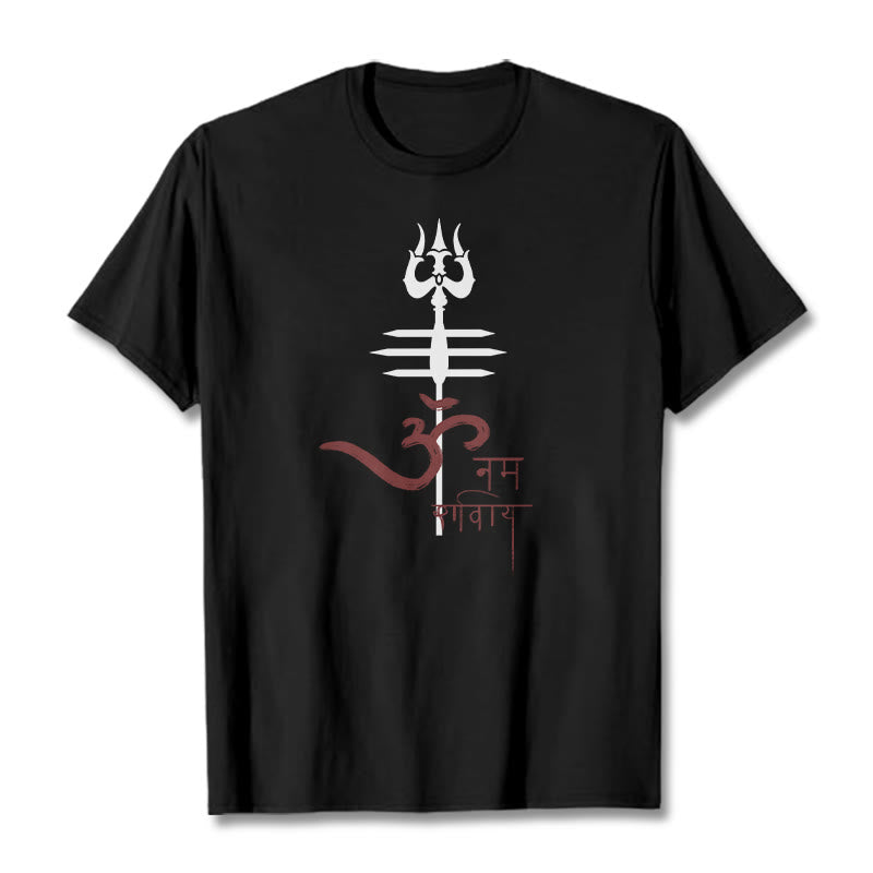 Buddha Stones OM NAMAH SHIVAYA トライデント コットン ティー Tシャツ - 黒 - 2XL - image 2