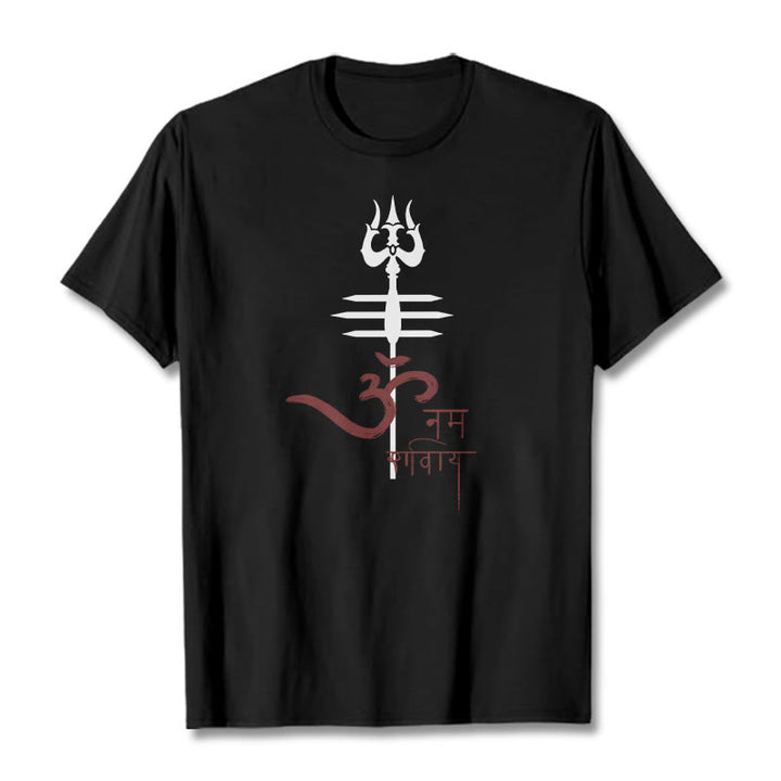Buddha Stones OM NAMAH SHIVAYA トライデント コットン ティー Tシャツ - 黒 - 2XL - image 2