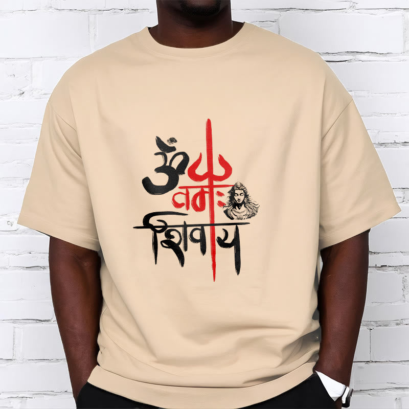 Buddha StonesOM NAMAH SHIVAYA レッドトライデントコットンTシャツ - image 15