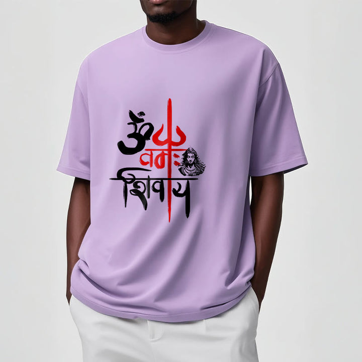 Buddha StonesOM NAMAH SHIVAYA レッドトライデントコットンTシャツ - image 9