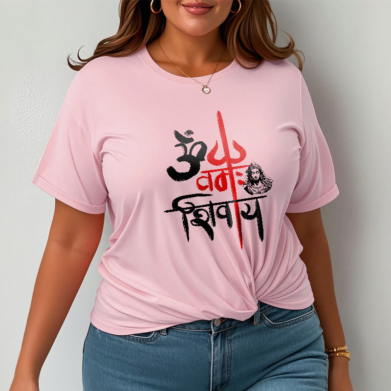 Buddha StonesOM NAMAH SHIVAYA レッドトライデントコットンTシャツ - image 19