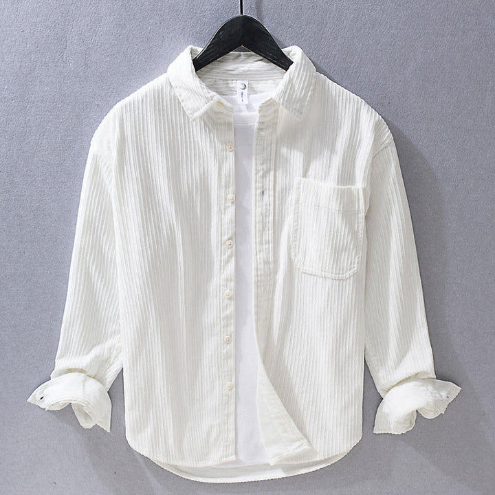 Buddha Stonesメンズ 長袖 ターンダウンカラー ポケット付き コーデュロイ カジュアルシャツ - 白 - US/UK/AU42、 EU52 (3XL) - image 9