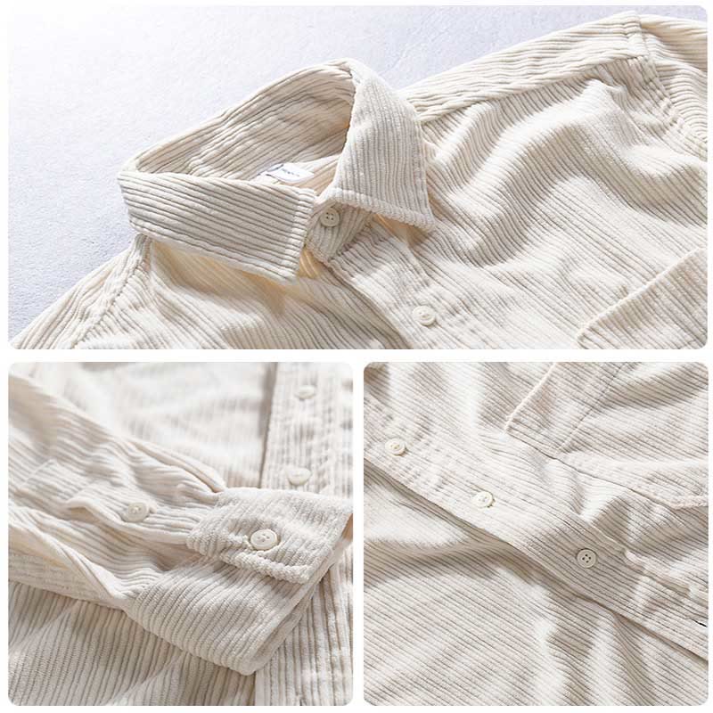 Buddha Stonesメンズ 長袖 ターンダウンカラー ポケット付き コーデュロイ カジュアルシャツ - image 8