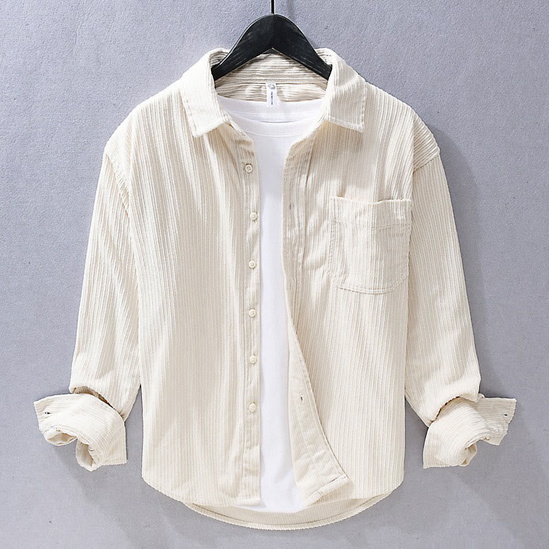 Buddha Stonesメンズ 長袖 ターンダウンカラー ポケット付き コーデュロイ カジュアルシャツ - 象牙 - US/UK/AU42、 EU52 (3XL) - image 7