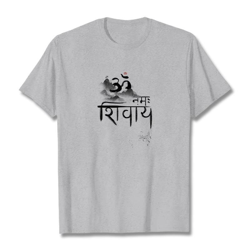 Buddha StonesOM NAMAH SHIVAYA マウンテンコットンTシャツ - ライトグレー - 2XL - image 9
