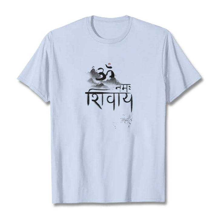Buddha StonesOM NAMAH SHIVAYA マウンテンコットンTシャツ - ライトシアン - 2XL - image 14