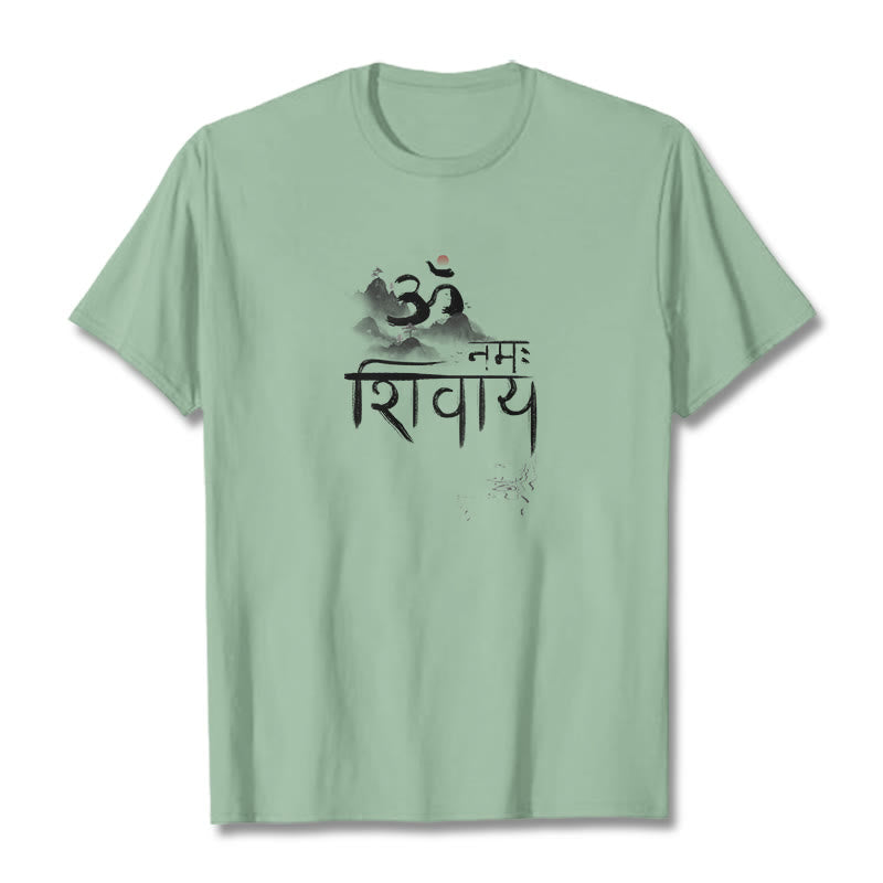Buddha StonesOM NAMAH SHIVAYA マウンテンコットンTシャツ - ペールグリーン - 2XL - image 12