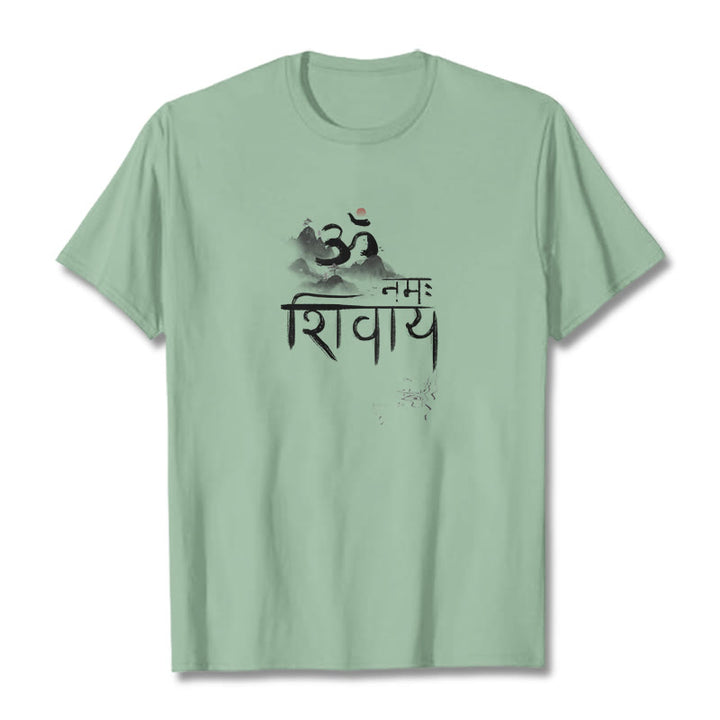 Buddha StonesOM NAMAH SHIVAYA マウンテンコットンTシャツ - ペールグリーン - 2XL - image 12