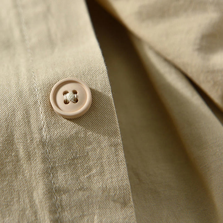 Buddha Stonesメンズ 長袖 ターンダウンカラー ポケット付き ピュアカラー カジュアル コットンシャツ - image 5