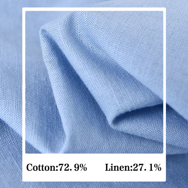 Buddha Stones メンズ 長袖 コットンリネン 無地 スタンドカラー ポケット付き カジュアルシャツ - image 14