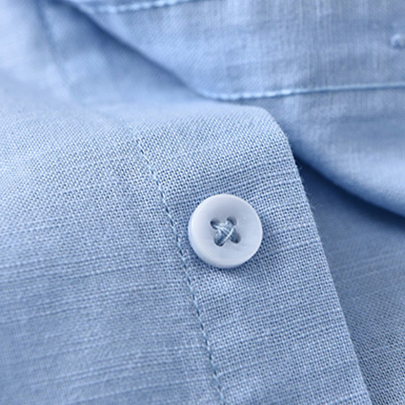 Buddha Stones メンズ 長袖 コットンリネン 無地 スタンドカラー ポケット付き カジュアルシャツ - image 20